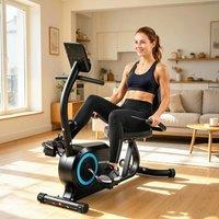 SPORTNOW Recumbent Exercise Bike with Bluetooth, App Connectivity, Wheels in Black