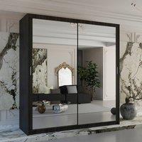 Sliding Wardrobes 4U Double Mirror Sliding Wardrobe With LED Light W203cm x H217cm x D62cm in Dark Brown