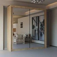 Sliding Wardrobes 4U Modern Double Sliding Door Wardrobe 150cm X 217cm in Light Oak | Size: 150 cm X 217 cm