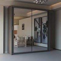 Sliding Wardrobes 4U Modern Double Sliding Door Wardrobe 150cm X 217cm in Grey | Size: 150 cm X 217 cm
