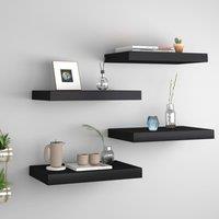 Berkfield Home Floating Wall Shelves 4 pcs Black 40x23x3.8 cm MDF