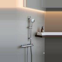 Bathroom Kingdom Bala Chrome Round Thermostatic Bar Shower Set in Silver