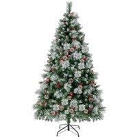 Costway 7FT Pre-Lit Artificial Christmas Tree Hinged Xmas Tree w/400 LED Lights in Green