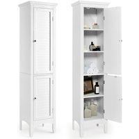 Costway 5-Tier Bathroom Tall Cabinet Slim Freestanding Storage Organizer Cupboard 2 Door in White
