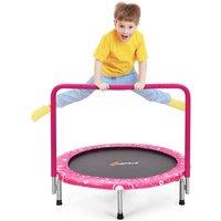 Costway 92cm Trampoline Mini Rebounder w/ Safety Padded Cover & Full Covered Handle in Pink