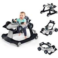 Costway 4-in-1 Baby Walker Foldable Activity Push Walker with Adjustable Height & Speed in Grey