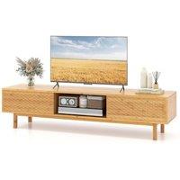 Costway Bamboo TV Stand for 65 TVs 160cm Mid Century Modern TV Console Table in Natural