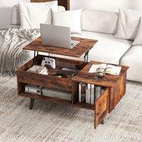 Costway Lift Top Coffee Table with Storage Flip Top Center Table with Cabinet in Brown