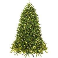 Costway 5FT Pre-Lit Artificial Christmas Tree Xmas Tree 8 Lighting Modes with 450 LED Lights in Green