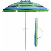 Costway 2M Patio Beach Umbrella Portable Sunshade Umbrella UPF 50+ with Sand Anchor