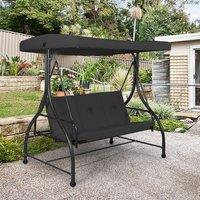 Costway Garden Patio Swing Chair 3 Seater Hammock Bench Convertible Canopy Cushion Seats in Black