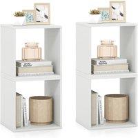 Costway Set of 2 Cube Storage Organizer Stackable Open Bookcase Display Rack Bookshelf in White