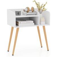 Costway Modern Nightstand 2-Tier Bedside Table with Shelves in White