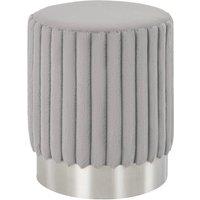 Costway Modern Round Velvet Ottoman Upholstered Footrest Stool Makeup Room in Grey