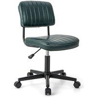 Costway Ergonomic Leisure Chair PU Leather Rolling Upholstered Task Chair in Green