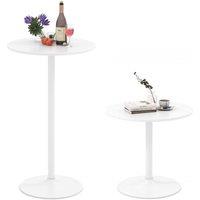 Costway 2 Pcs Round Bar Table Bistro Pub Table with Adjustable Height in White