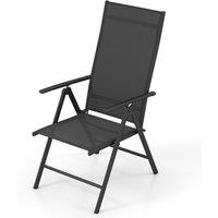 Gymax 1 PCS Patio Folding Dining Chairs Adjustable Outdoor Reclining Chairs in Black