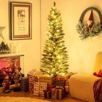 Costway 5 FT Artificial Christmas Tree Pre-lit Xmas Tree Switchable LED in Green