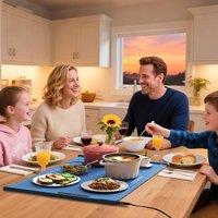 Costway Food Warming Mat Rollable & Portable Electric Warming Tray in Blue