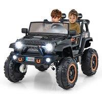 Gymax Electric Ride On Car 2-Seater 24V Battery Powered Truck With Remote Control in Black