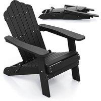 Costway Folding Adirondack Chair Patio HIPS Oversized Chair w/ Armrests in Black
