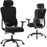 Gymax High Back Ergonomic Office Chair With Headrest Lumbar Support Armrests in Black