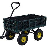 Gymax Garden Cart Folding Utility Wagon With Mesh Sides 410 kg Capacity in Green