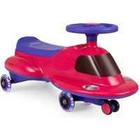 Gymax No Battery Twist & Go Swing Car With LED Wheels for Ages 3-8 in Pink