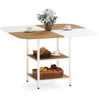 Gymax Mix-colored Dining Table 120 x 120 cm Kitchen Table With Storage Rack in White