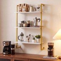 Gymax Wall Mounted Coffee Bar Shelf 3-tier Hanging Display Storage Rack in White