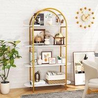 Gymax 4-Tier Arched Bookcase Metal Frame Open Bookshelf Display Organizer in White