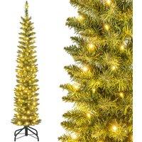 Gymax 150CM Pre-lit Artificial Christmas Tree With 296 Branch Tips & 150 LED Lights in Green | Size: 5ft