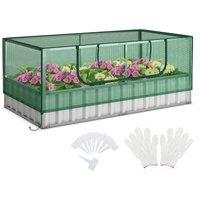 Gymax Greenhouse Metal Garden Bed With Cover Roll-Up Windows 174 x 90 x 71 cm in Green