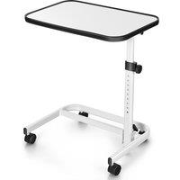 Gymax Overbed Table Portable Bedside Table Adjustable Height Lockable Wheels in White