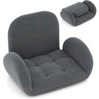 Gymax Floor Game Chair Folding Lazy Sofa With Adjustable Backrest & Armrests in Grey