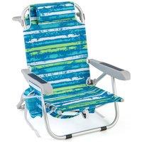 Gymax Folding Backpack Beach Chair Aluminum Lay Flat Camping Chair in Green