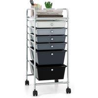 Gymax 6-Drawer Metal Organizer Cart Mobile Rolling Utility Storage Trolley in Black