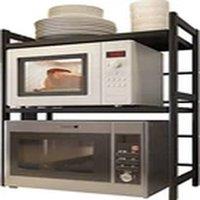 EONLION 3-Tier Expandable Microwave Stand Kitchen Corner Storage Shelf in Black