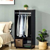 Nordara Open Wardrobe Clothes Rail Bedroom Clothes Storage Rod Shelves Black