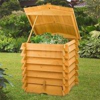 VOGREX Large 300L Beehive Compost Bin Wooden Garden Outdoor Waste Composter in Brown