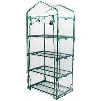 VOGREX Small 4 Tier PVC Growhouse Mini Outdoor Garden Greenhouse With Shelves in Green