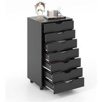 Costway Modern 7-Drawer Chest Mobile Lateral Filing Cabinet Home Office Storage Cabinet in Black