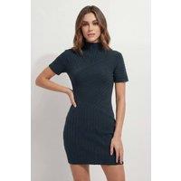 MissPap Women's Panelled Knitted Rib Mini Dress in Navy | Size: Medium