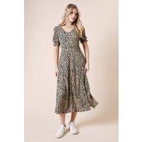 Dorothy Perkins Women's Leopard Print Short Sleeve Jersey Midi Dress | Size: 8