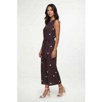 Wallis Women's Polka Dot Belted Maxi Dress in Brown | Size: 18