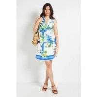 Wallis Women's Tropical Sleeveless Shift Dress in Ivory | Size: 14