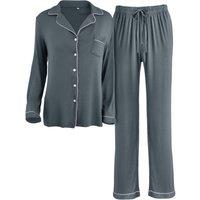 Women's Long Sleeve Camp Collar Loungewear in Grey | Size: 2XL