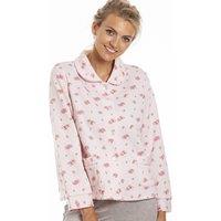 Camille Women's Button Up Mock Quilted Floral Bed Jacket in Pink | Size: 18-20