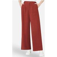 Yumi Women's Terracotta Linen Mix Trousers in Brown | Size: 12