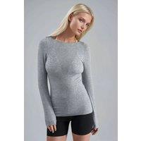 Busem Women's Slim Fit Boat Neck Blouse in Light Grey | Size: Small